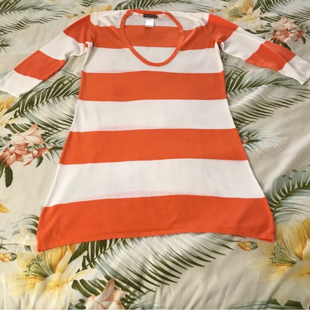 Tommy Bahama Orange and White Knit Top